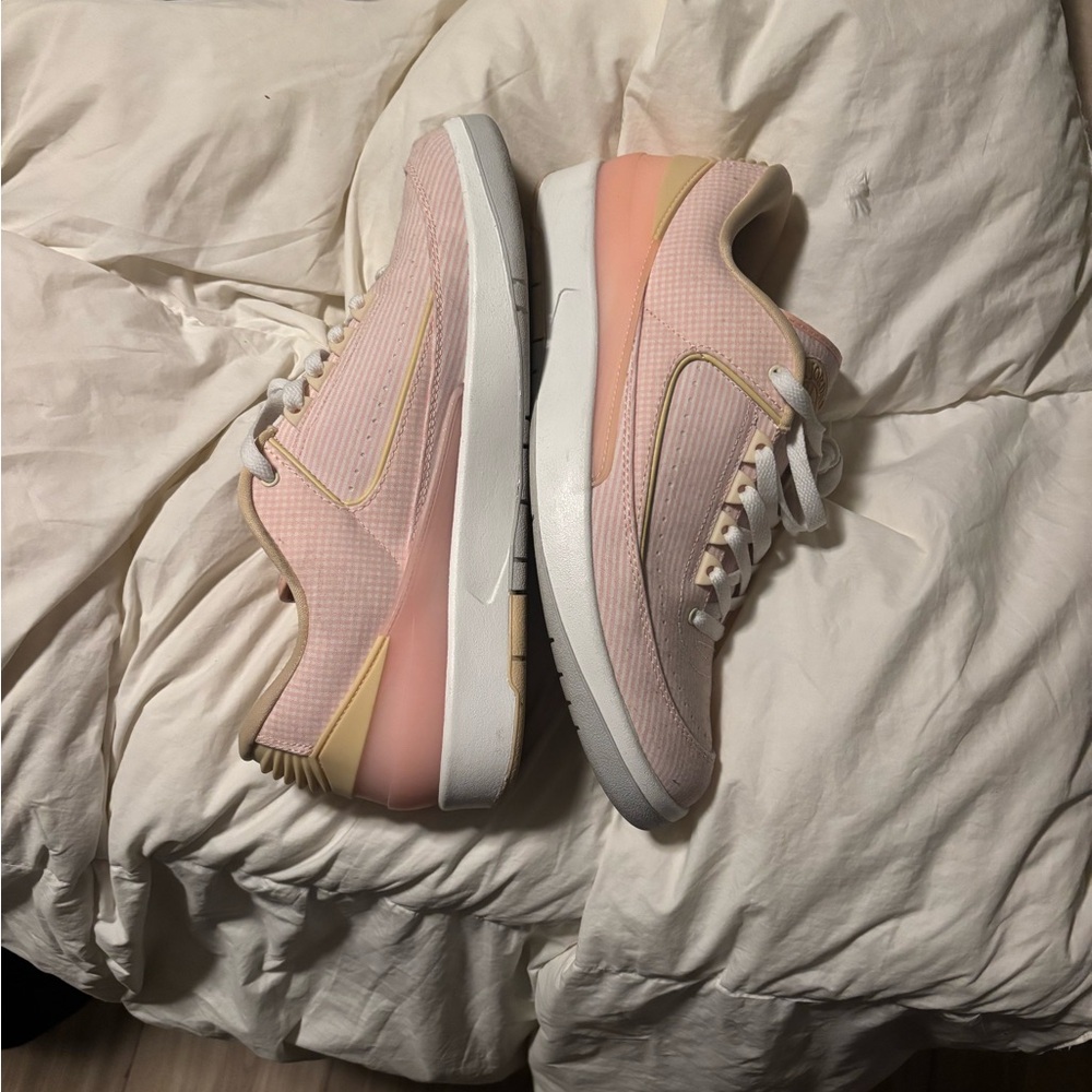 Jordan Women's Light Pink and Gold Sneakers